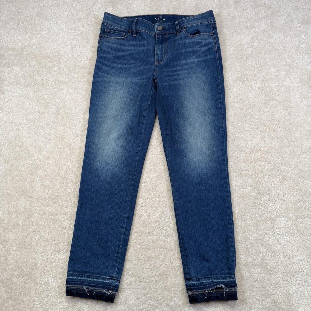White House Black Market The Slim Ankle Jeans Womens 4 Blue Embellished